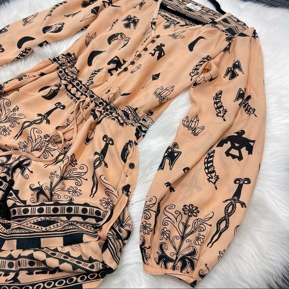Spell & The Gypsy Collective Romper Tribal Thunderbird Feather Bohemian Size 6 - Picture 10 of 16